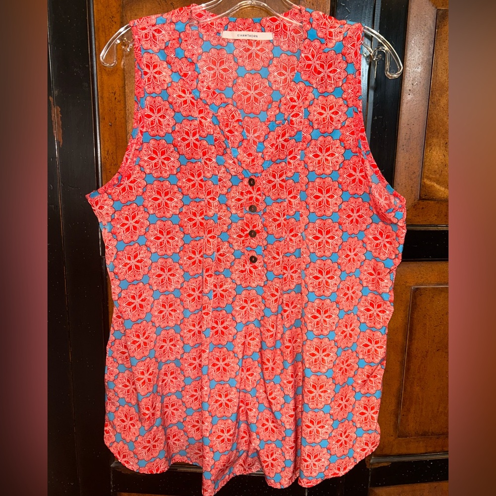 41 Hawthorn Red and Blue Floral Blouse